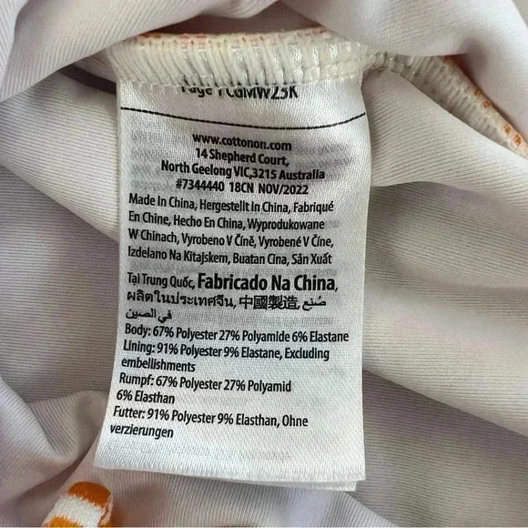 Cotton On Kids Girls Kerrie One Piece Orange and White Checkered Swimsuit Size 8 - Picture 6 of 8